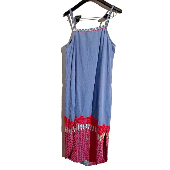 Anthropologie Blue Lilka Estina Embroidered Chambray Maxi Dress size small Boho - Picture 5 of 7